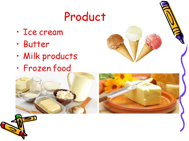 Product  Ice cream Butter  Milk products  Frozen food